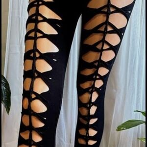 Black Lace-Up Leggings